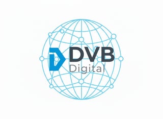 DVB Digital logo with a blue globe network and geometric grid design